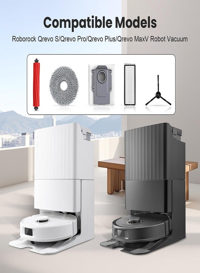 AnDongo 22 Pack Replacement Accessories for Roborock Qrevo S/Qrevo Pro/Qrevo Plus/Qrevo MaxV【Not for Qrevo】Robot Vacuum, 2 Mainbrush 4 Filter 4 Dust Bags 4 Mop Pads 6 Sidebrush 1 Cleaning Brush 1 Screwdriver - Image 2